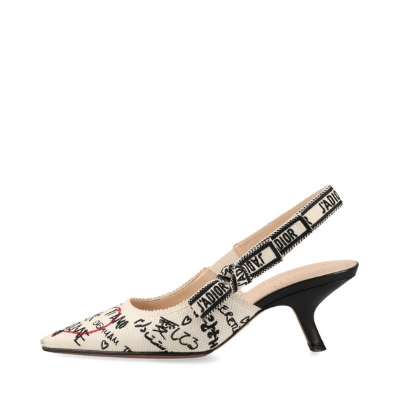 Authentic Dior Graffiti Embroidery Slingback Pumps in white 36 1/2 US 6 1/2 - Picture 6 of 16